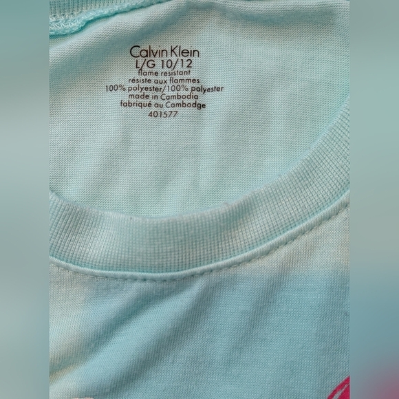 🎈Calvin Klein Girls (10/12-Large) Mint Green Lightweight T-Shirt - Picture 4 of 5